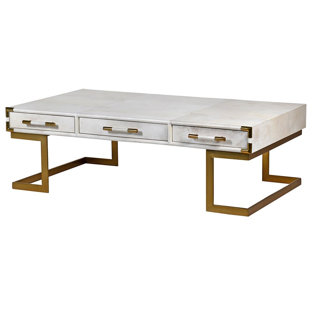 White Leather Coffee Table