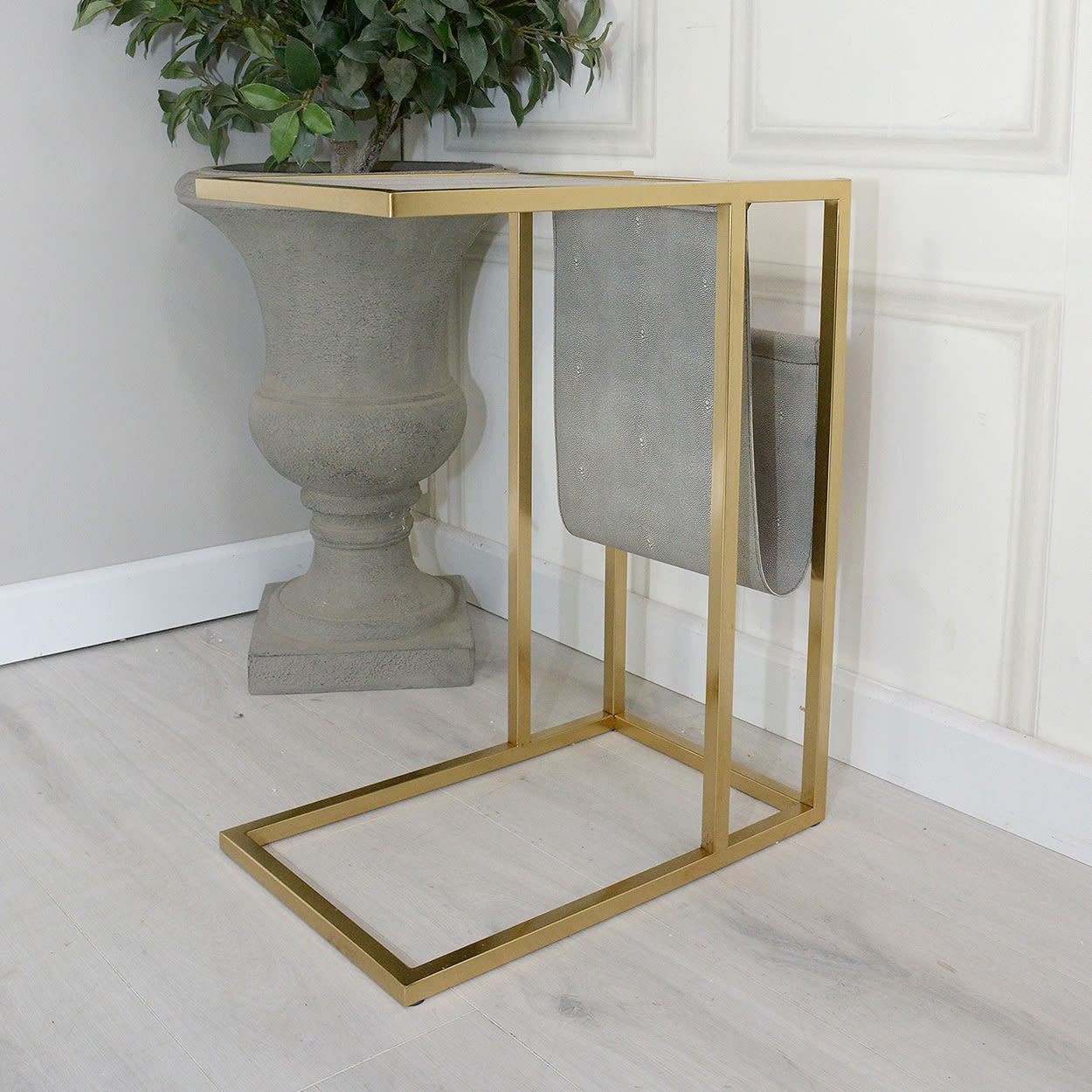 Faux Shagreen Gold Side Table