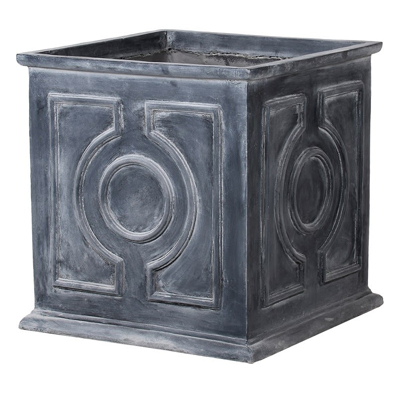 Large Aged Lead Effect Square Planter
