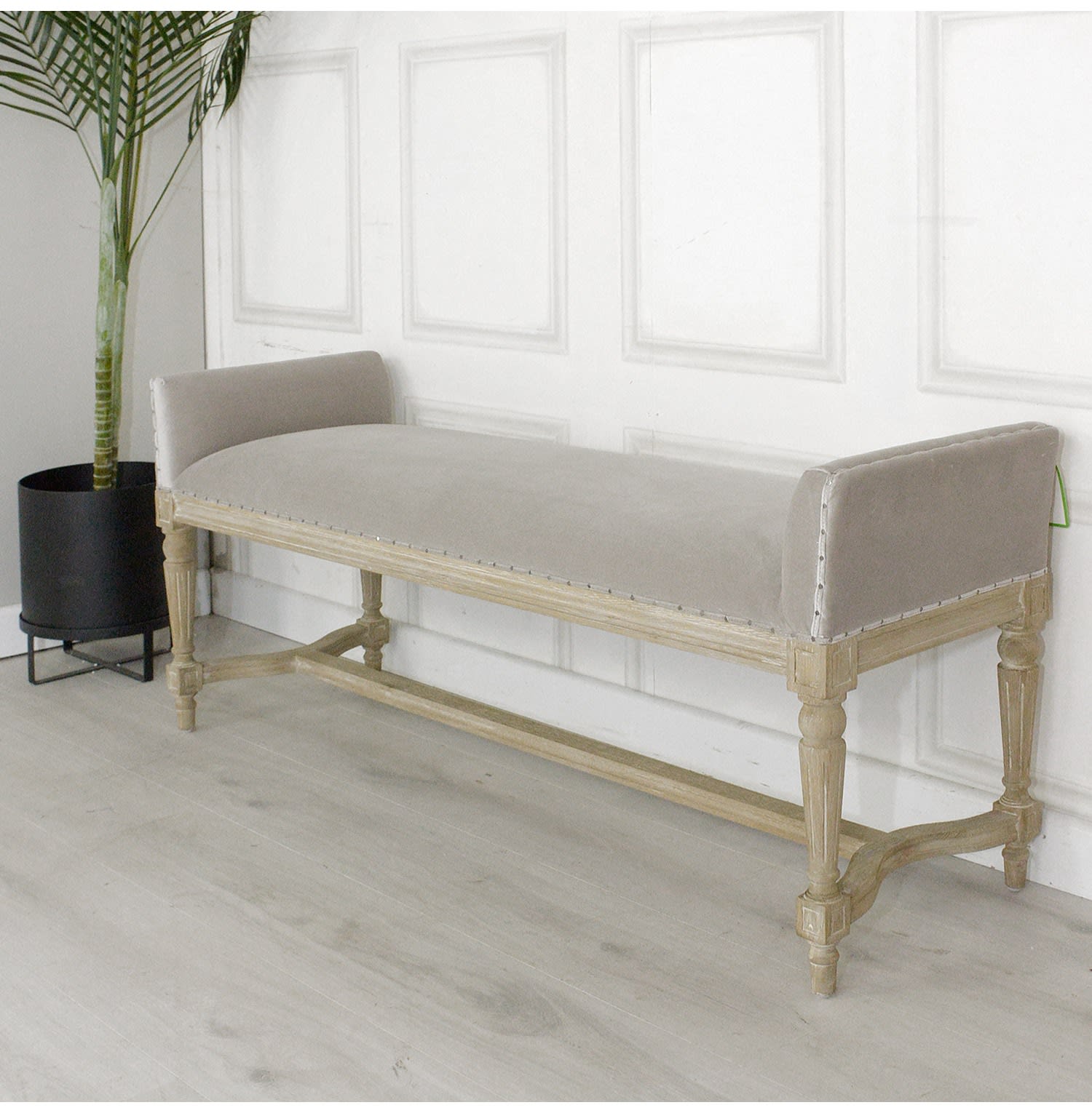 Mocha Velvet Long Bench Stool