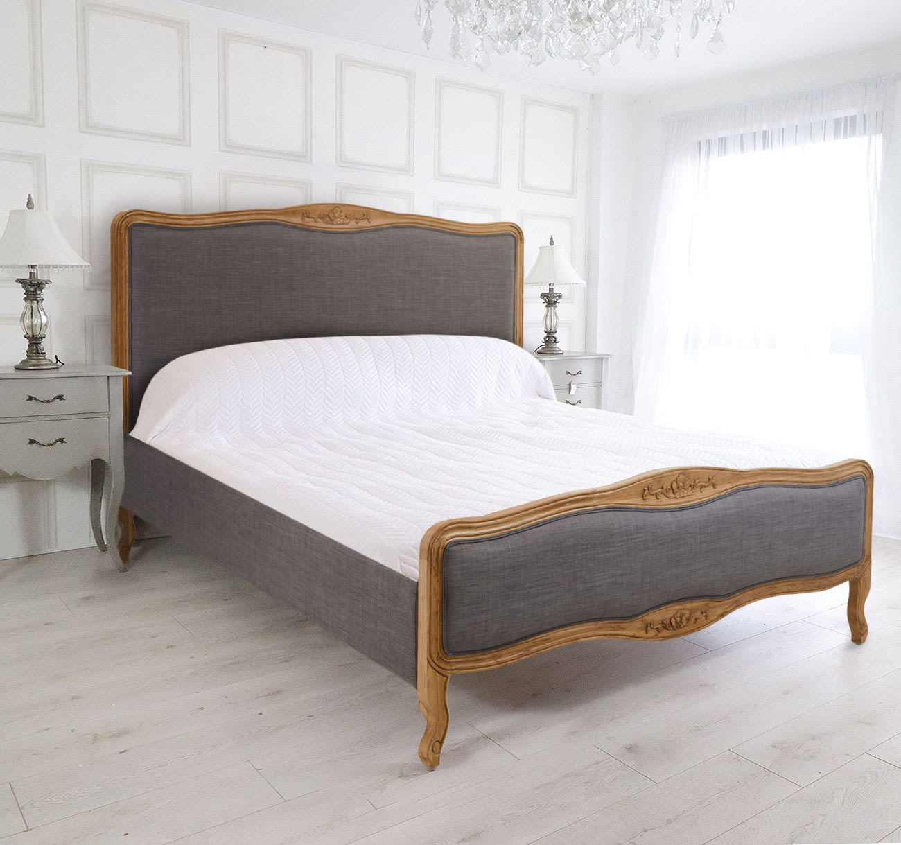 Avenue French Grey Upholstered Bed (5ft/6ft)