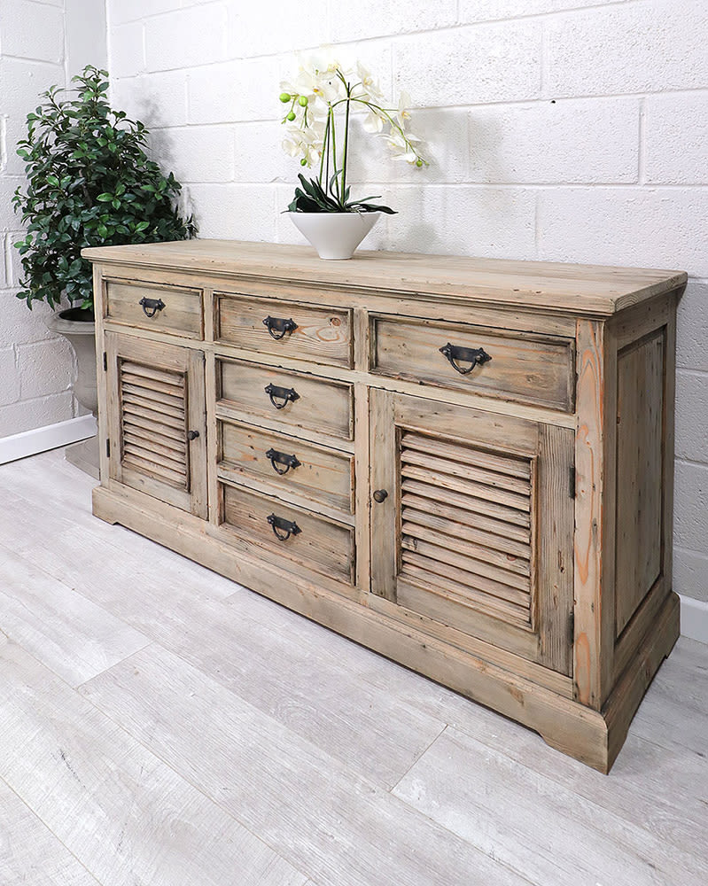 French Style Reclaimed Louvered Sideboard