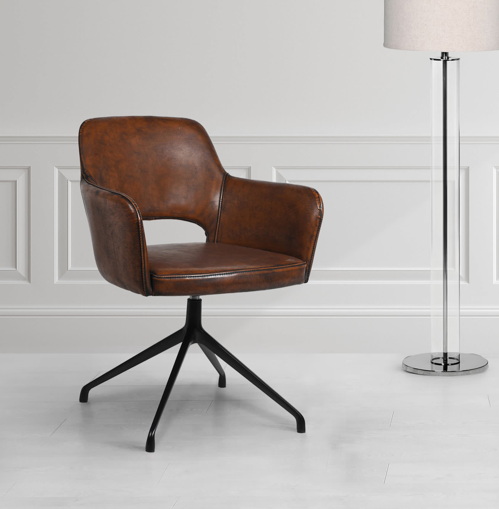 Vintage Style Brown Swivel Chair