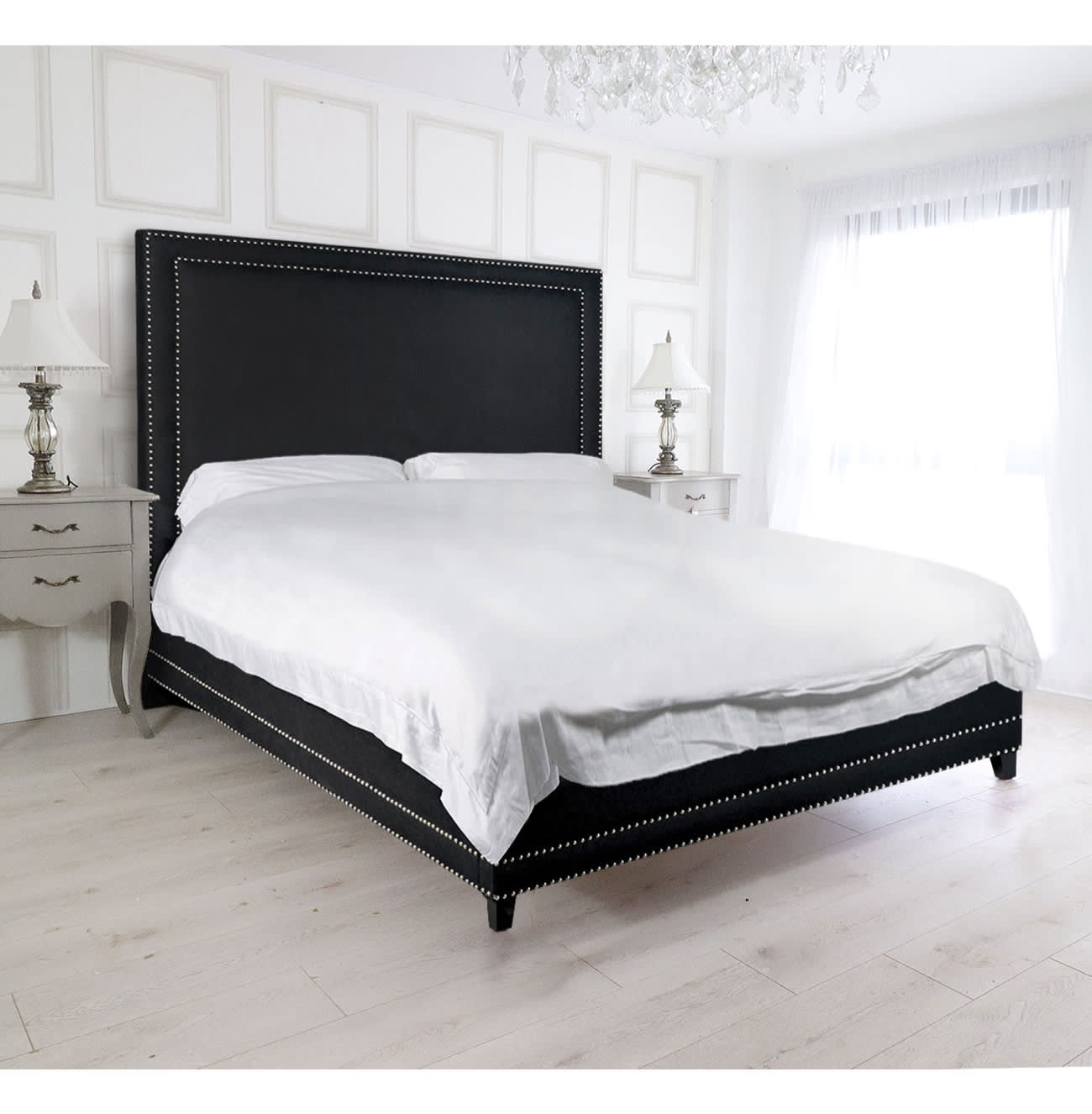 Black Kingsize Bed with Studs