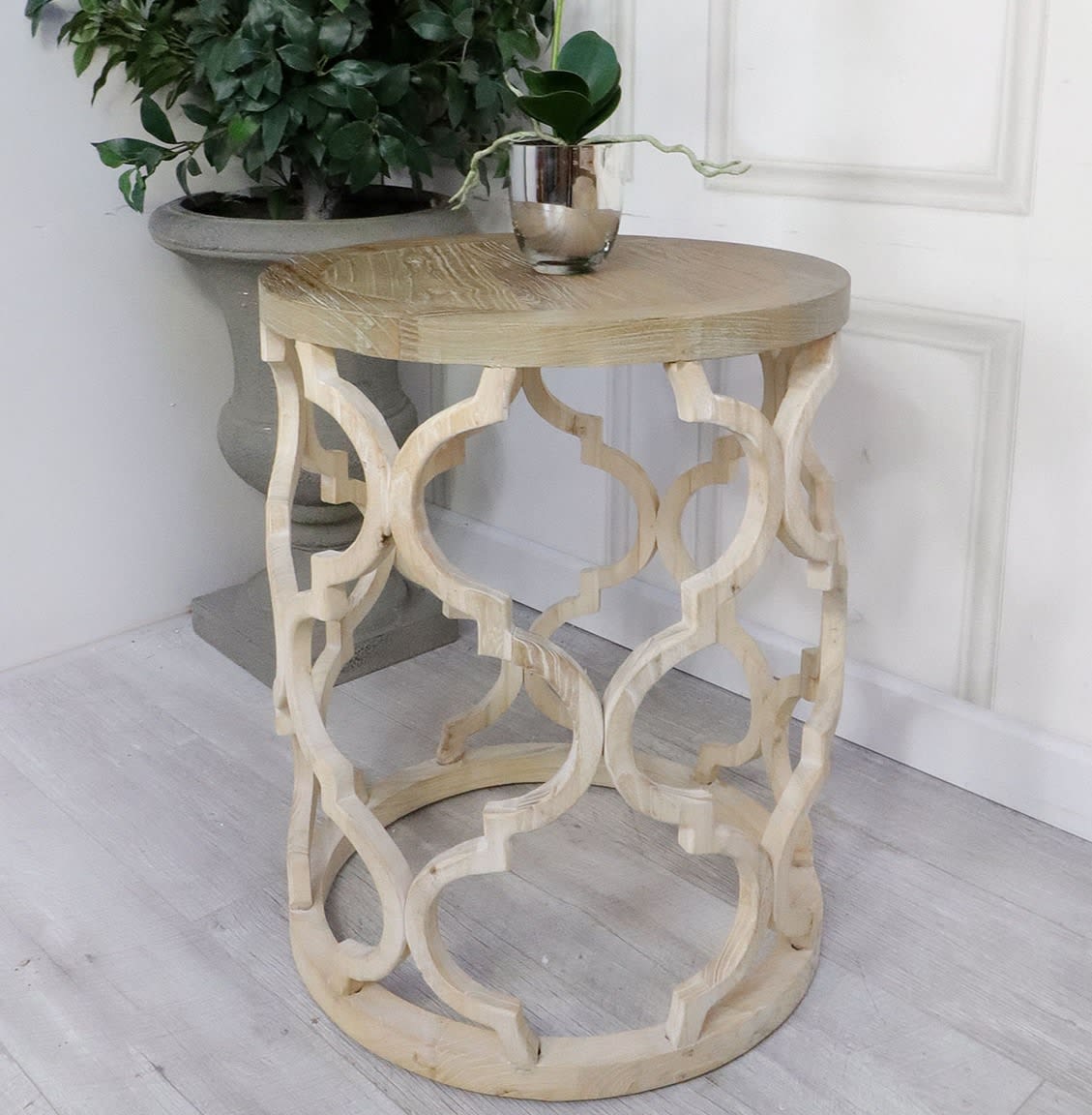 Round Fretwork Lamp Table