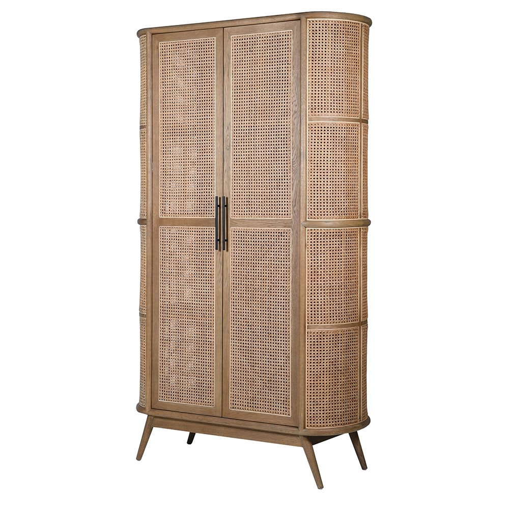 Nairobi Rattan Oak Tall Cupboard