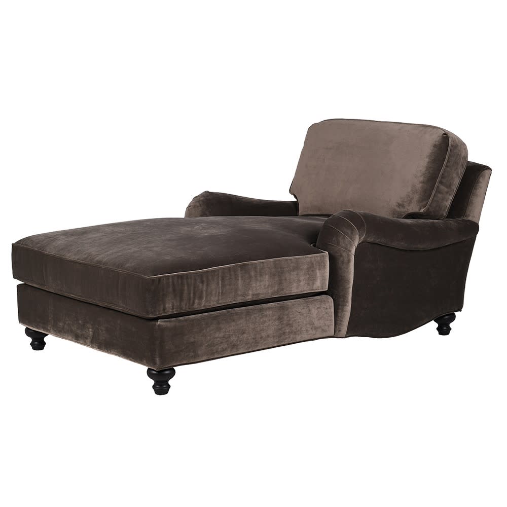 Cocoa Brown Velvet Chaise Longue