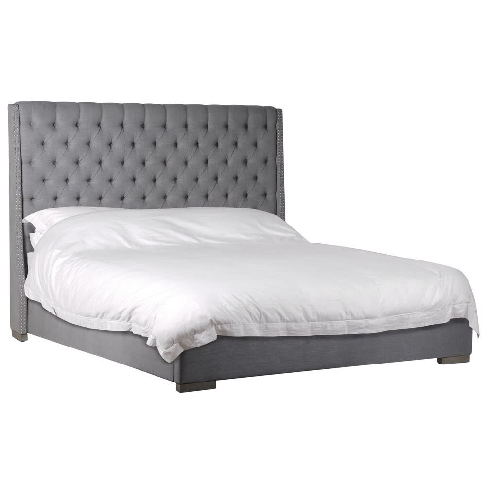 Grey Buttoned Bed with Studs (4ft6/5ft)