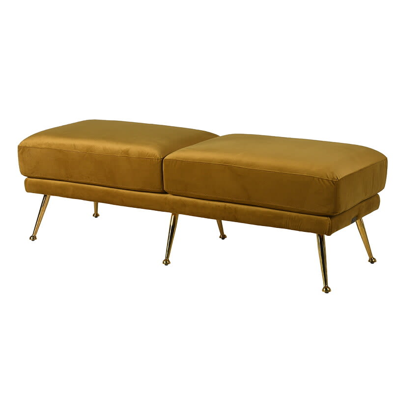 Mustard Velvet long Stool