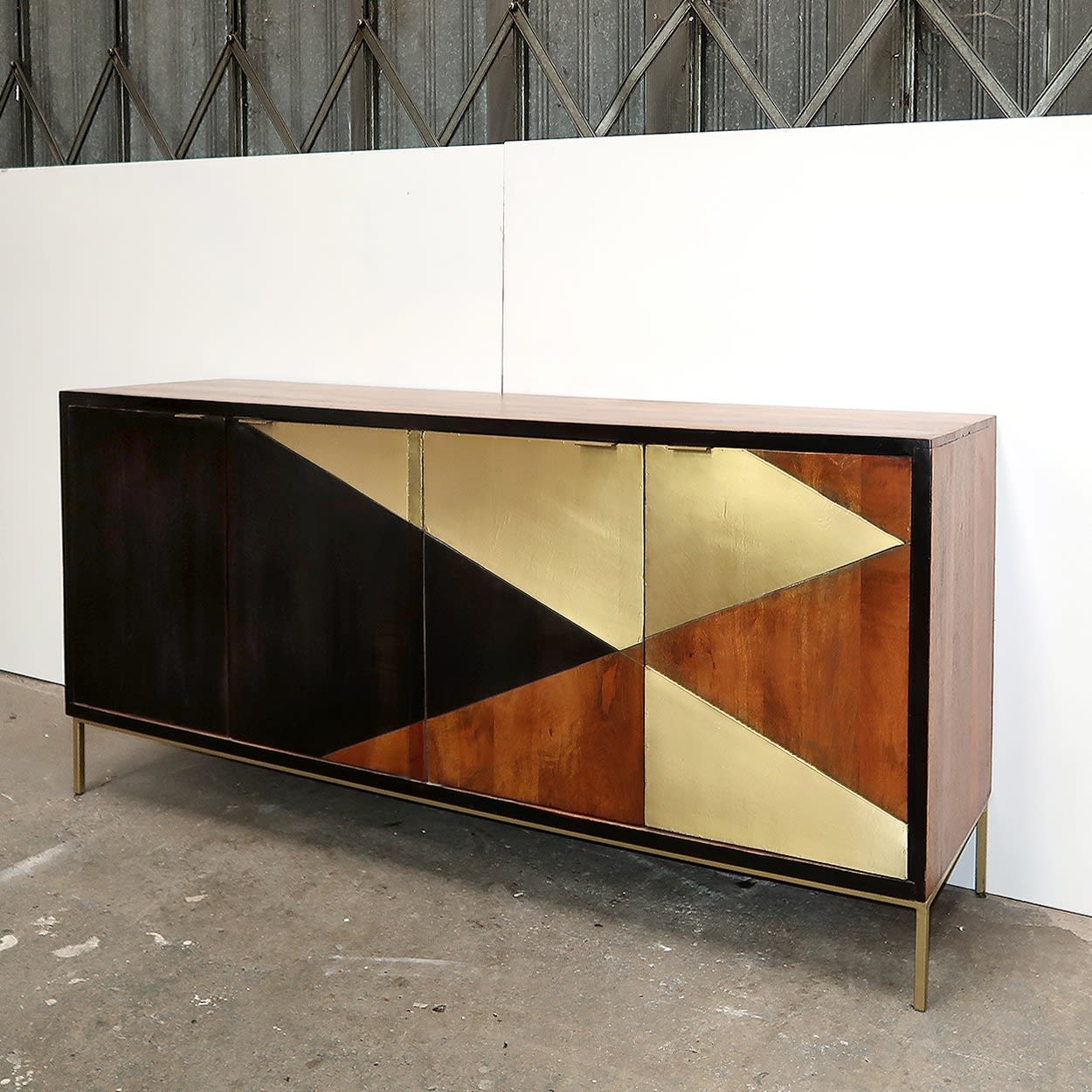 Geometric Wooden Sideboard