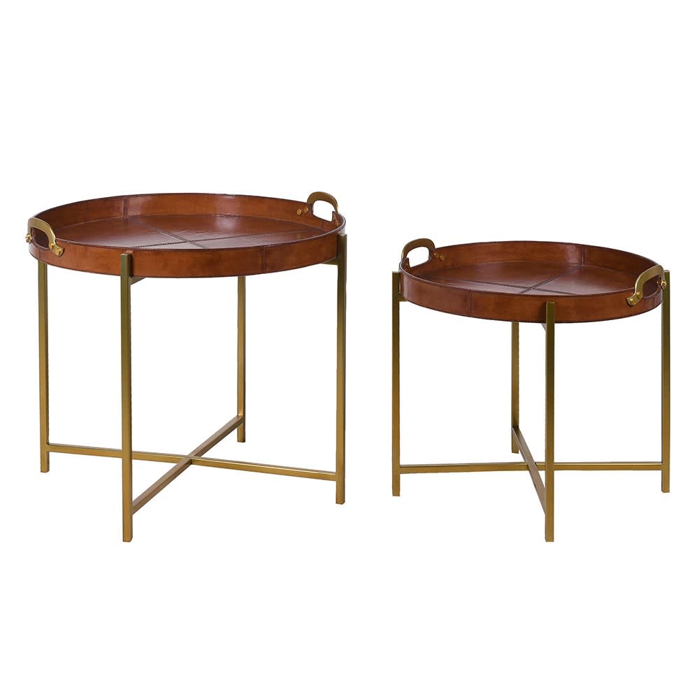 Delhi Set of 2 Leather Tray Tables