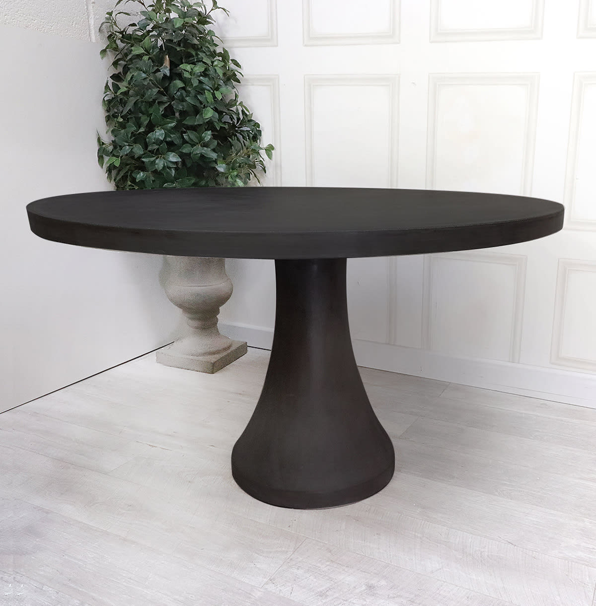 Concrete Round Dark Dining Table