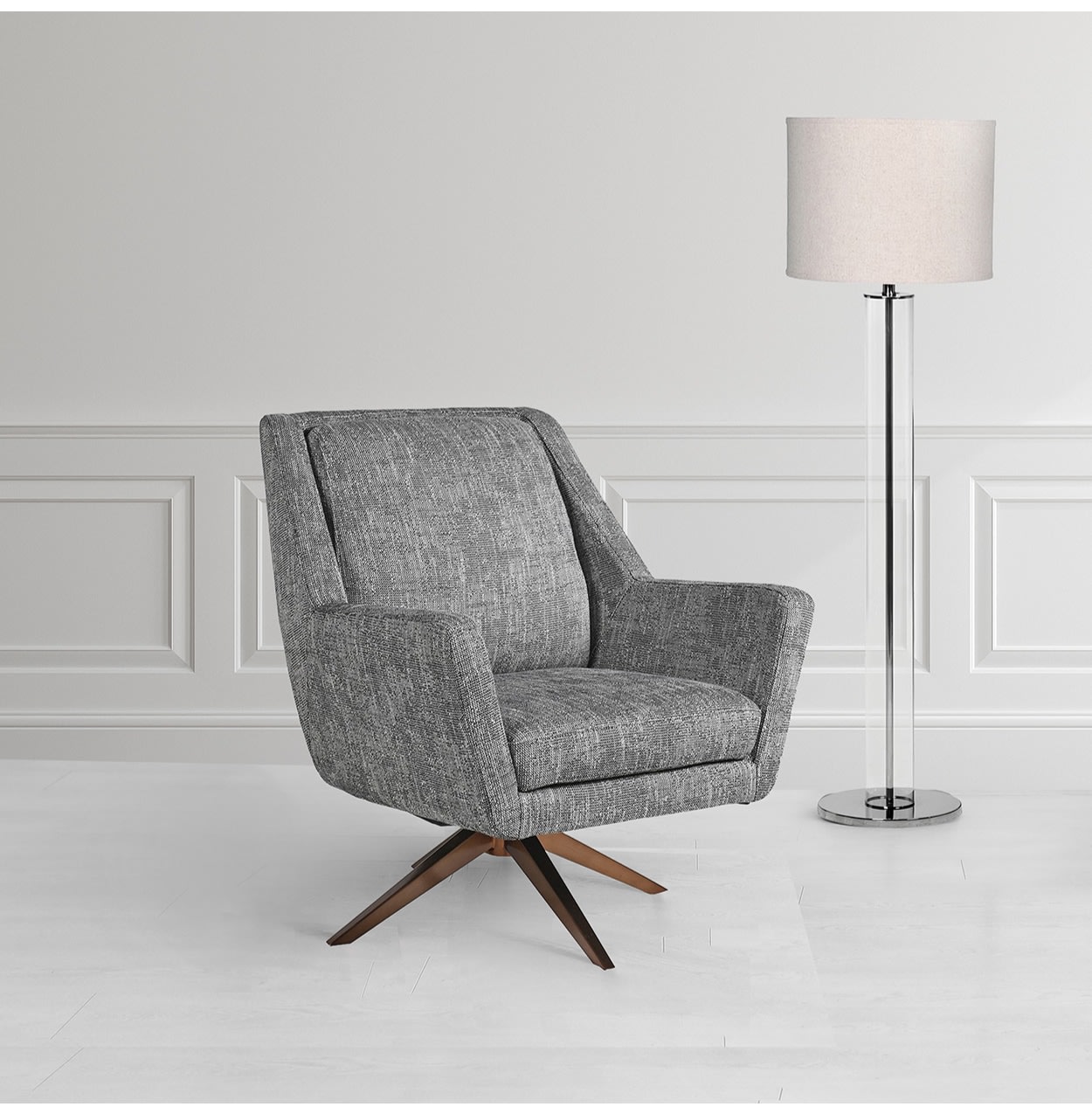 Perrin Grey Cotton Swivel Chair