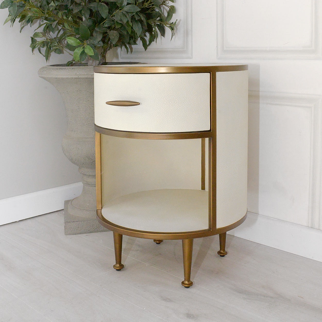 Wimbledon Cream Shagreen Bedside Table