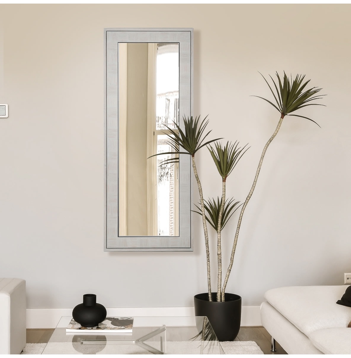 ​White Boho Long Wall Mirror also known as the astor squares range.