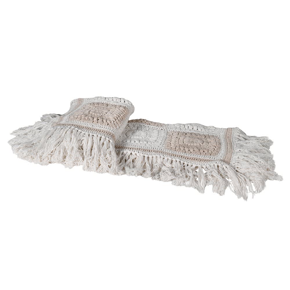 Cotton Crochet Fringed Throw