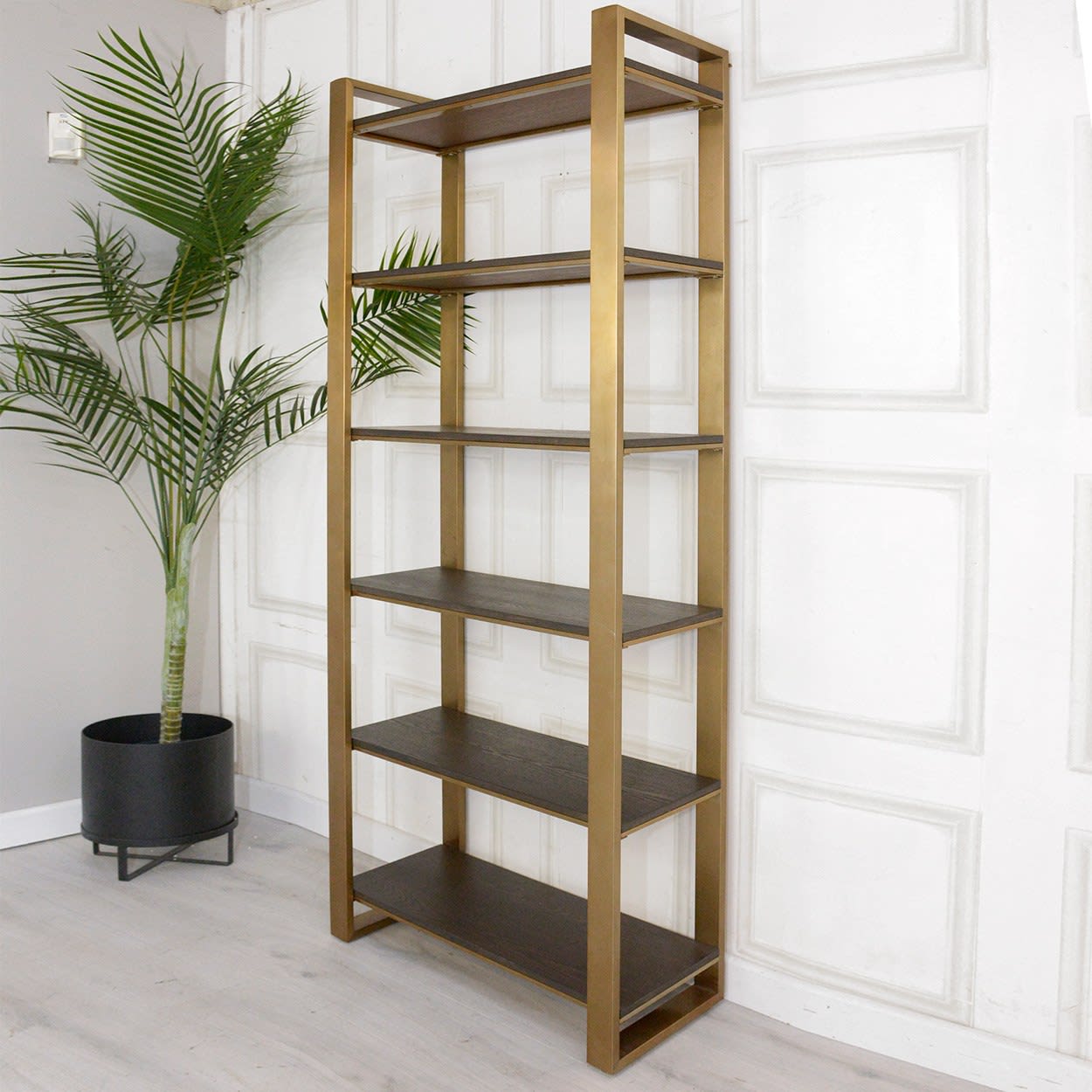 Dark Wood and Brass Tiered Display Unit