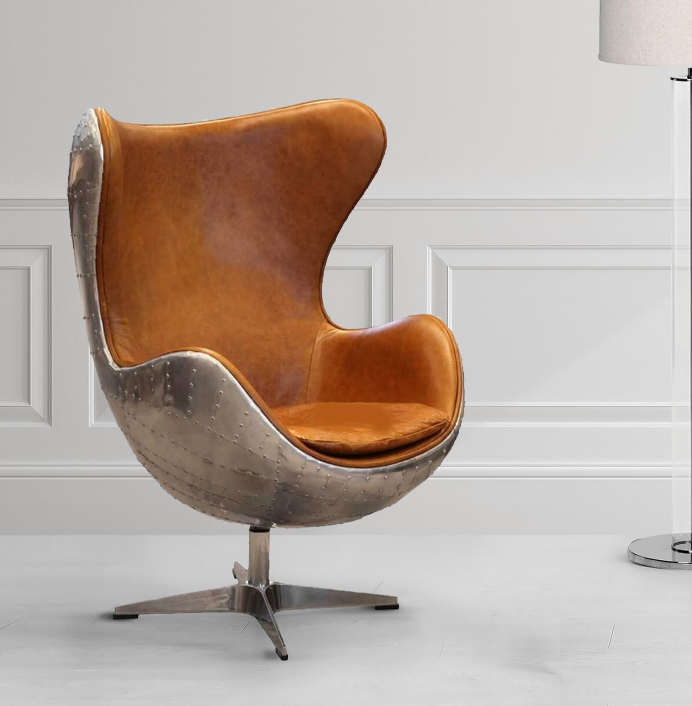 Brown Leather Egg Chair