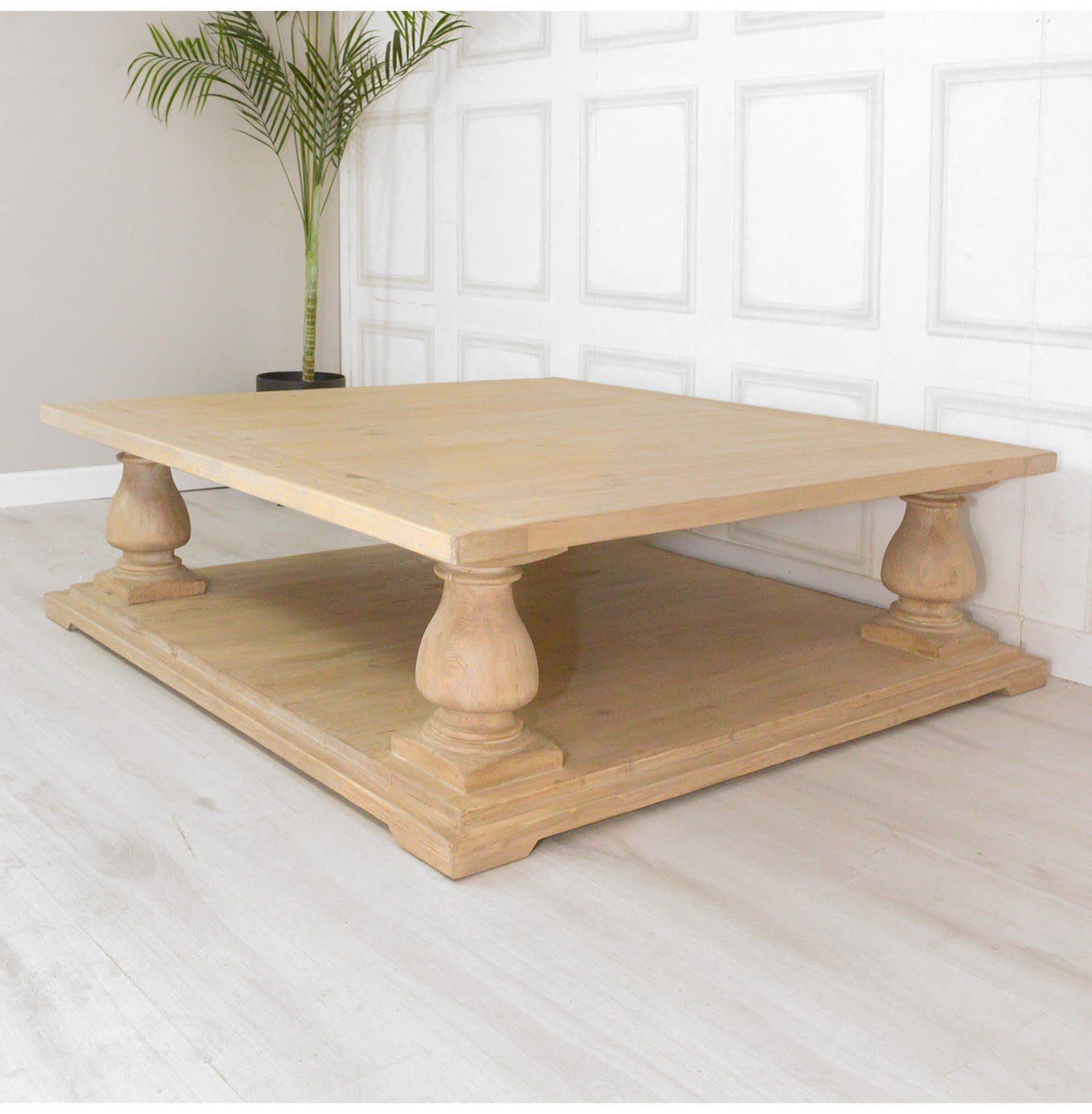 Extra Large Wooden Column Leg Coffee Table