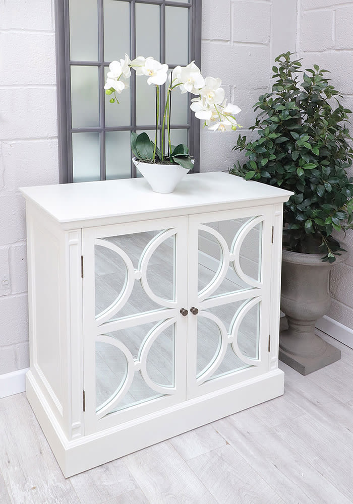 Portobello Warm White Small Mirrored Sideboard