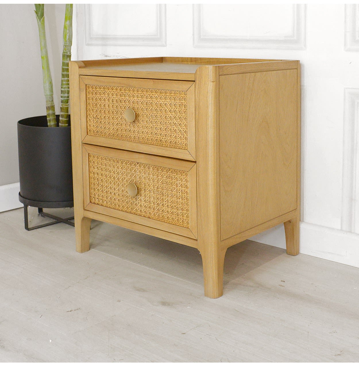 Bali Rattan 2 Drawer Bedside Table by Baker Furniture