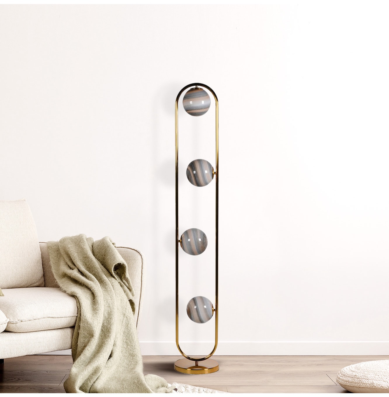 Orbiting Glass Ball Floor Lamp