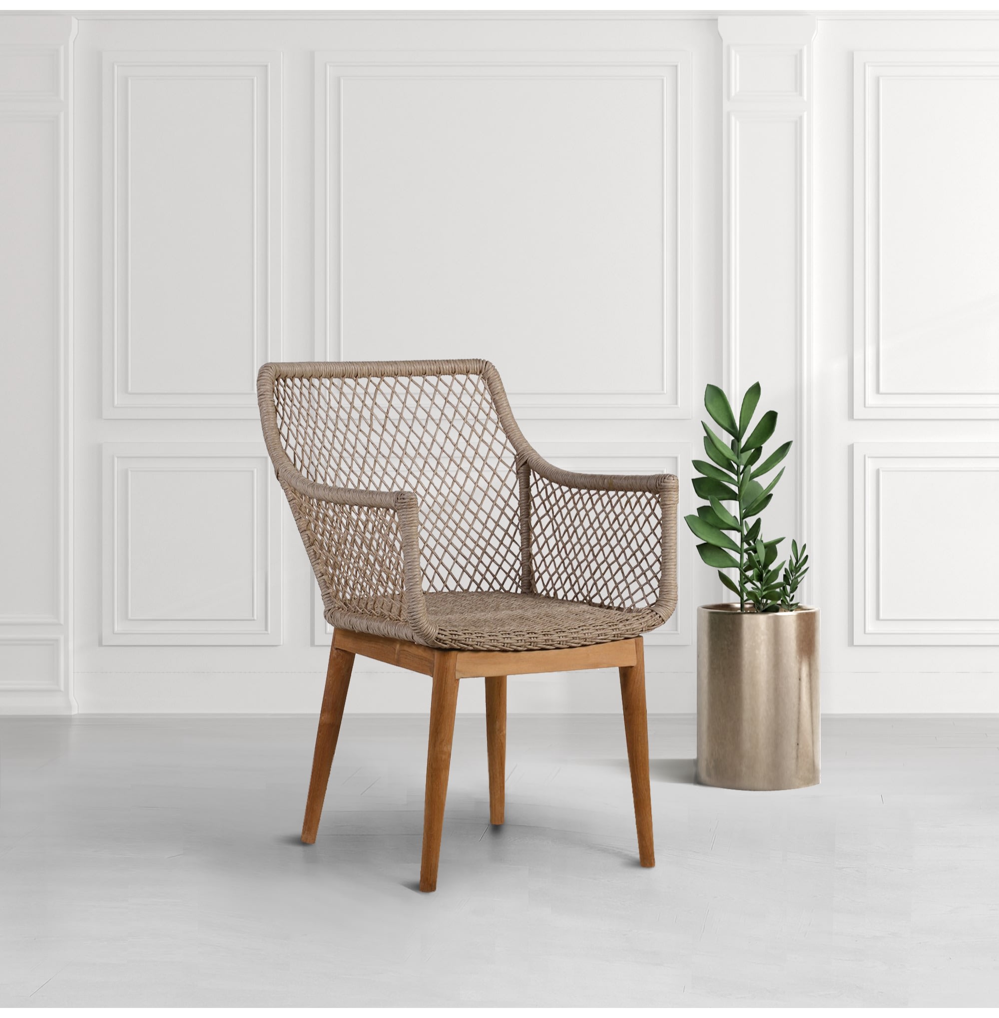 Woven Back Rattan Dining Chair