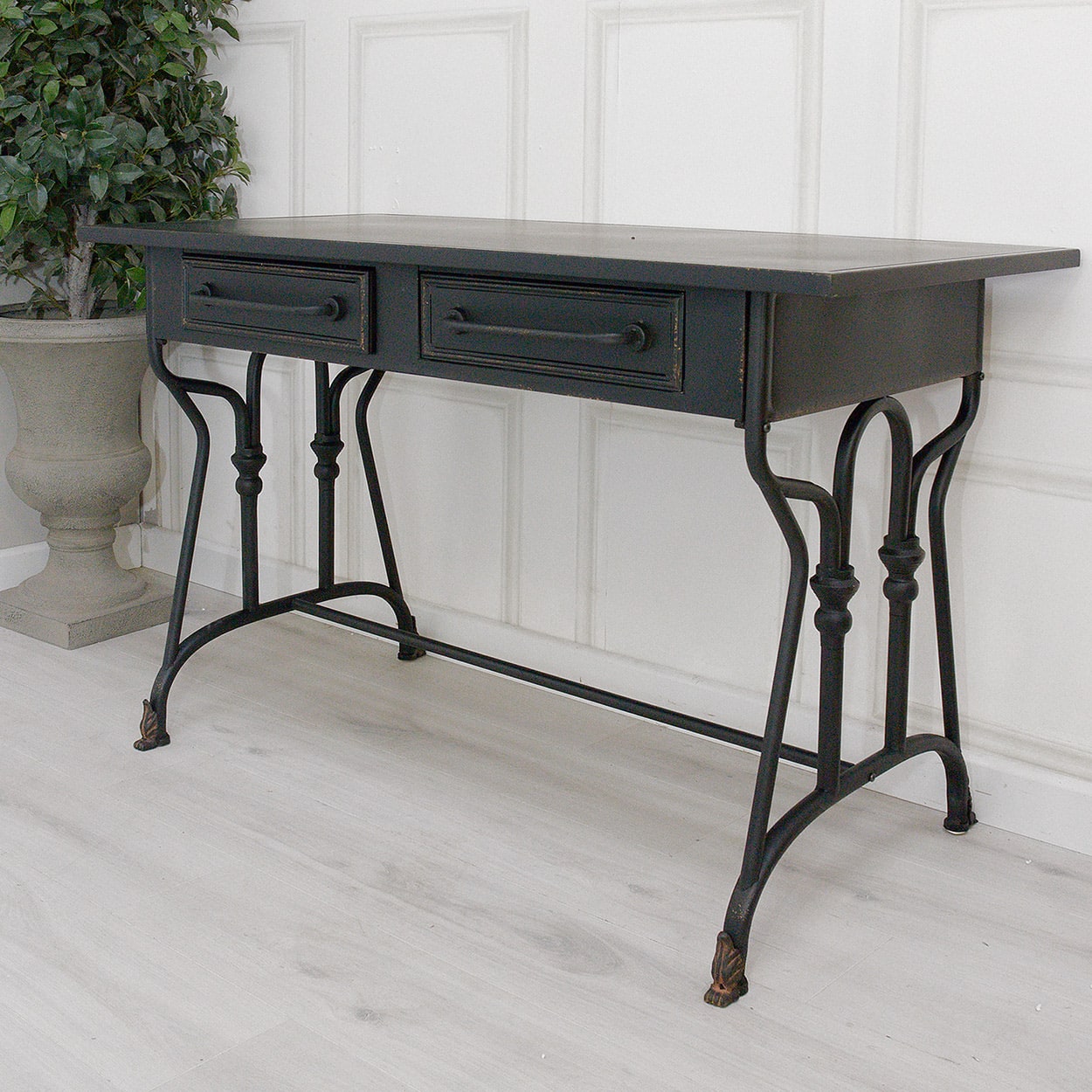 Black Metal 2 Drawer Table