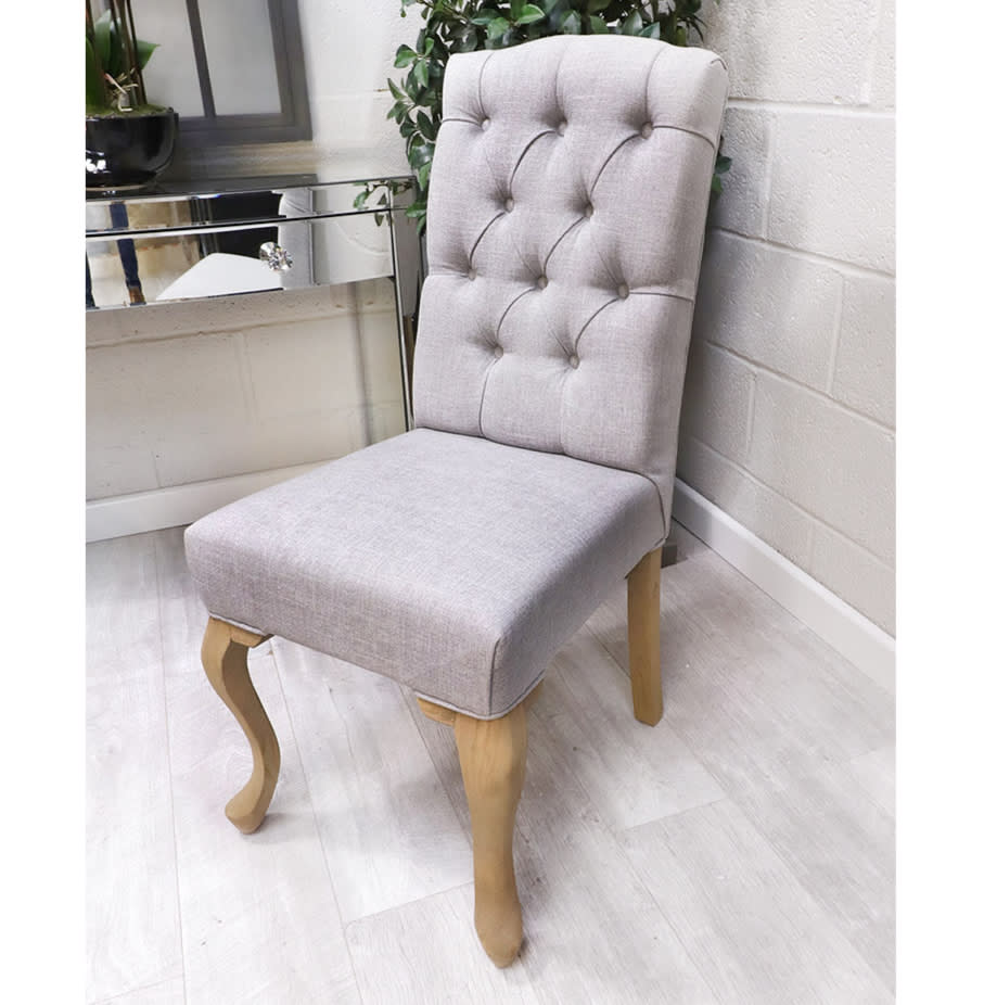 Buttoned Grey Dining Chair