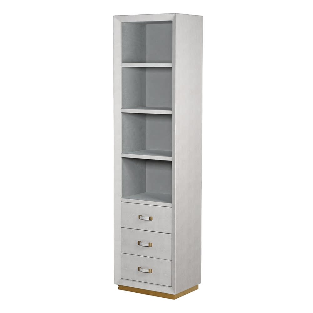 Ivory Textured Shagreen Slim Display Unit with Drawers