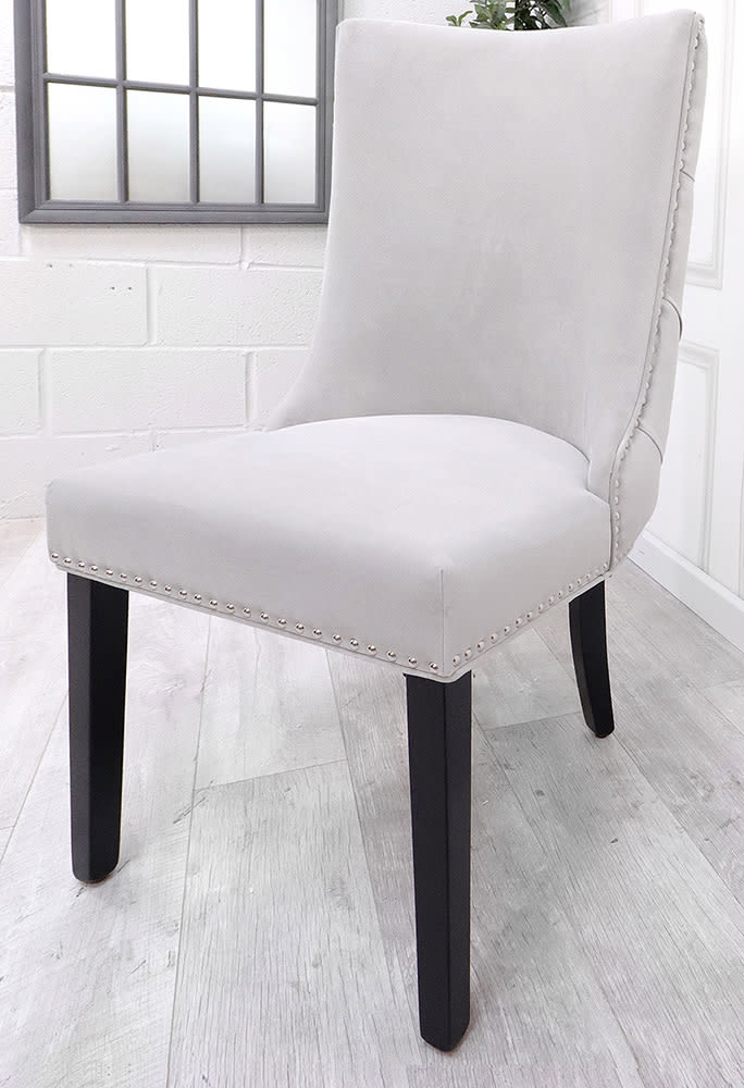 Grey Buttoned Back Dining Chair