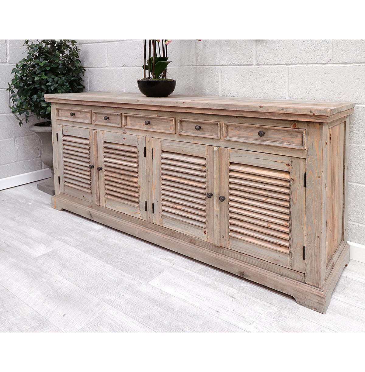 French Style Reclaimed Louvred Sideboard