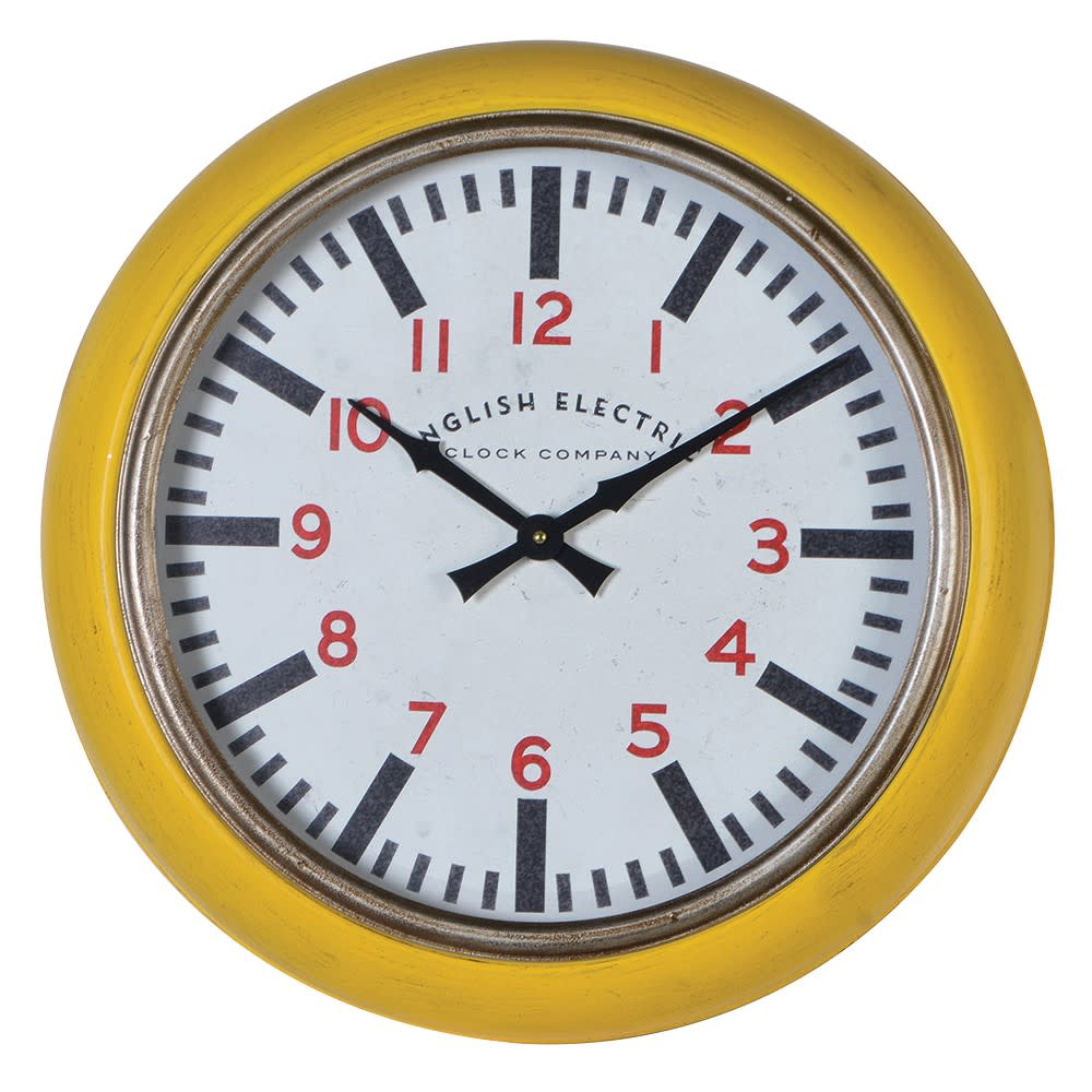 Round Yellow Small Wall Clock