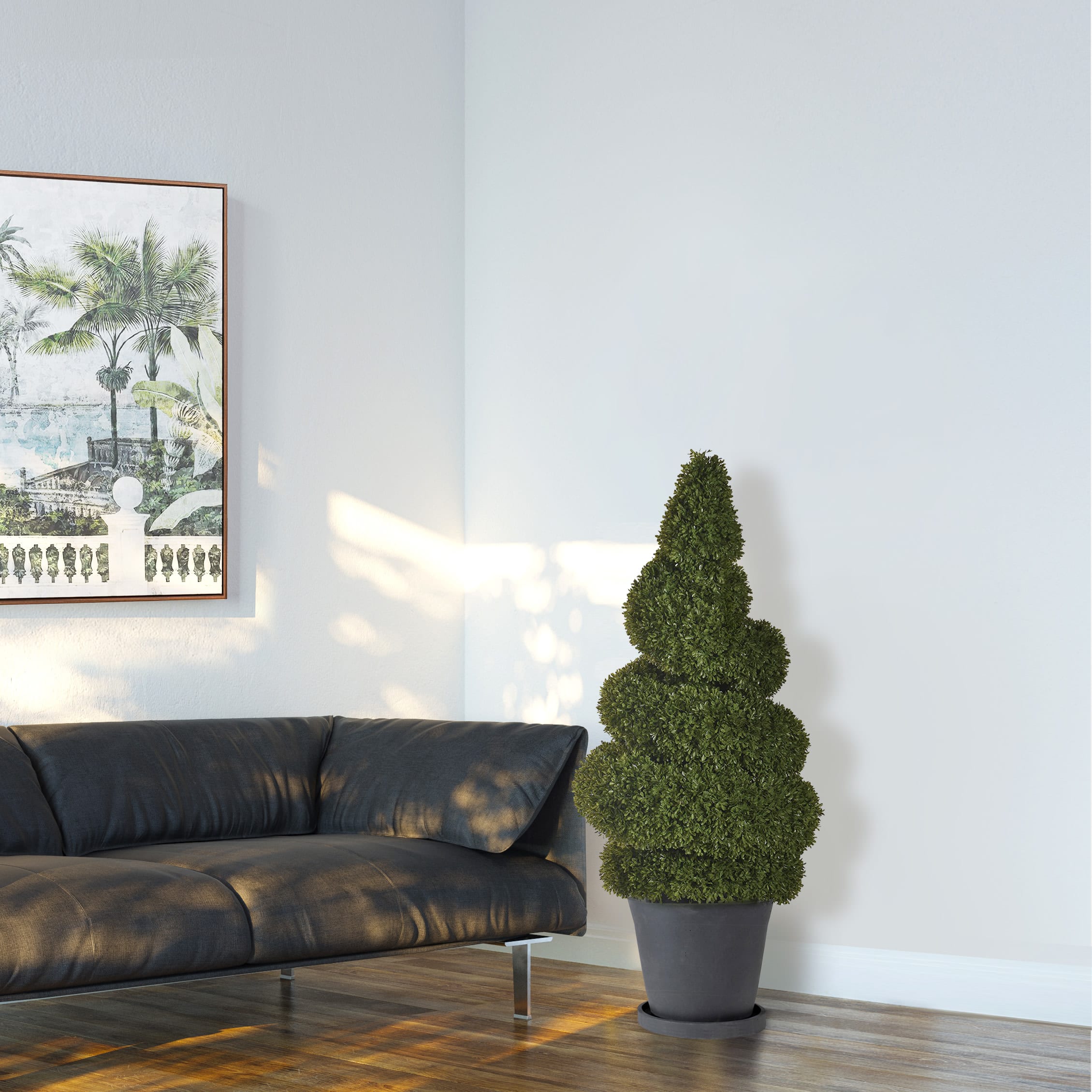 Faux Evergreen Green Spiral Topiary