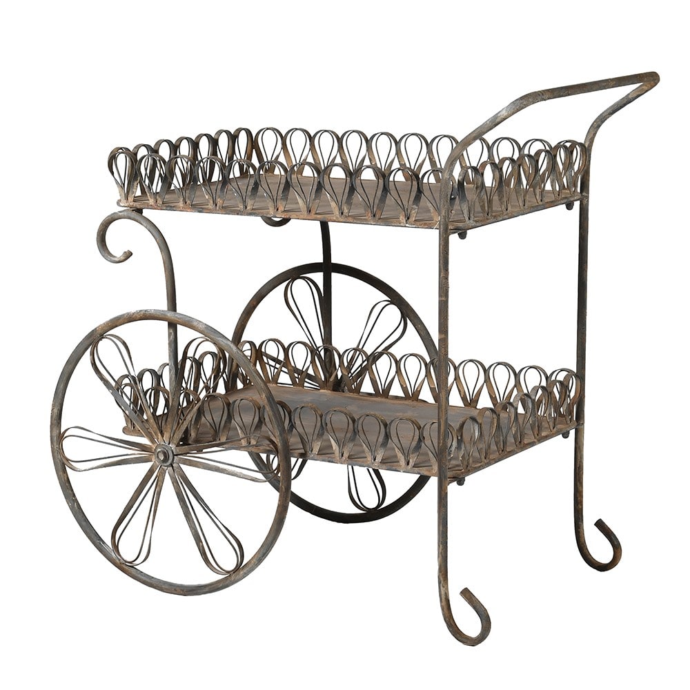 Vintage Style Metal 2 Tier Bar Cart