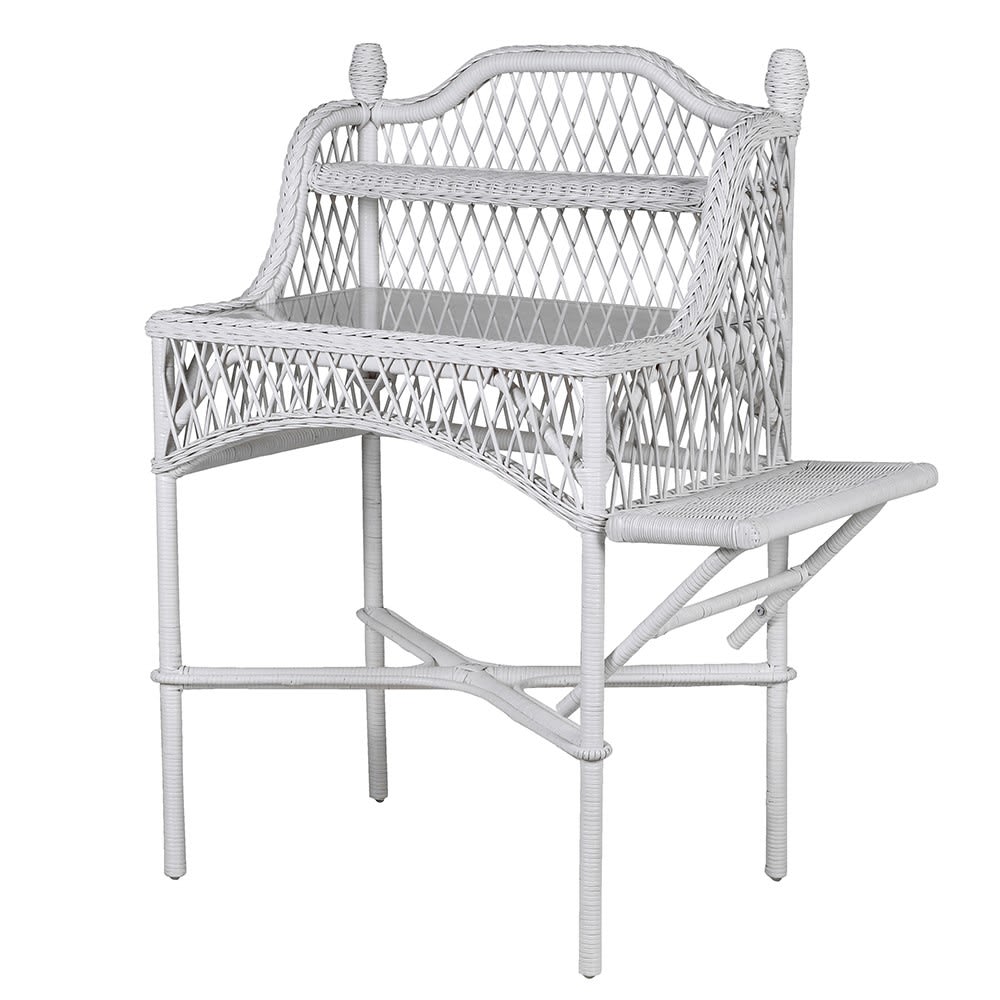 Fiji White Rattan Server Side Table