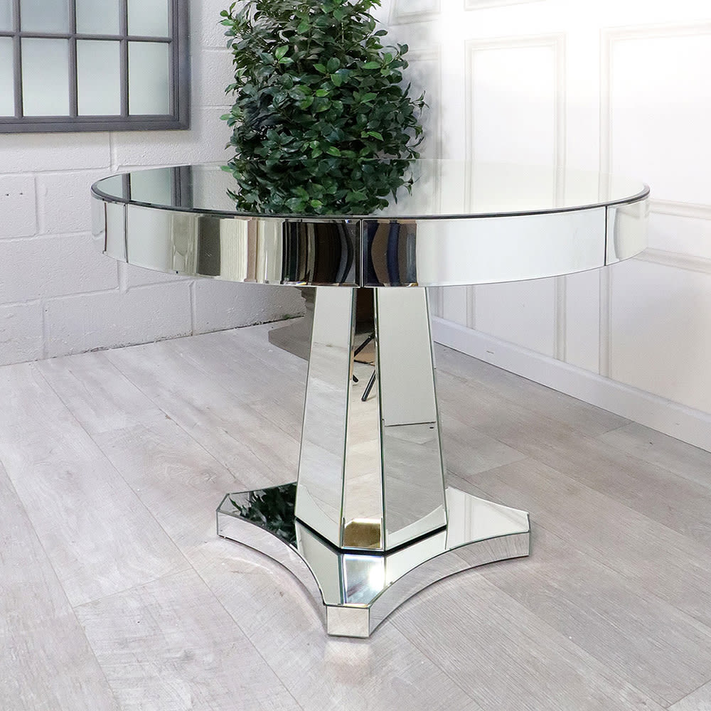 Mirrored Glass Round Dining Table