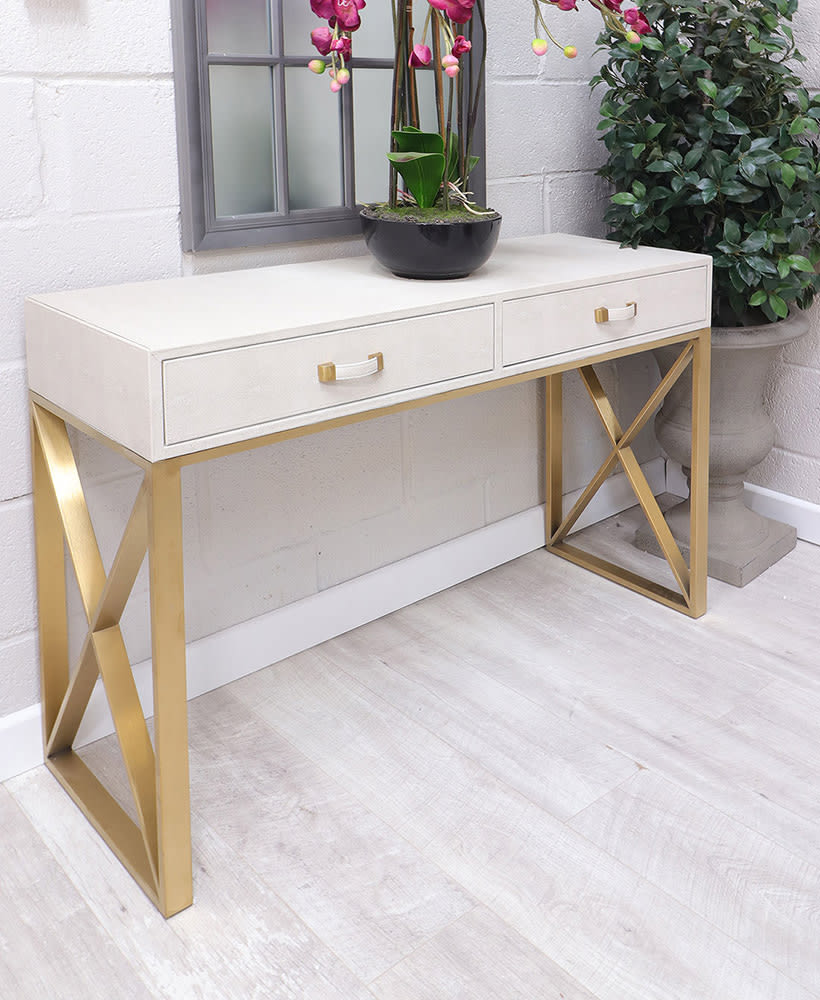 Ivory Textured 2 Drawer Table