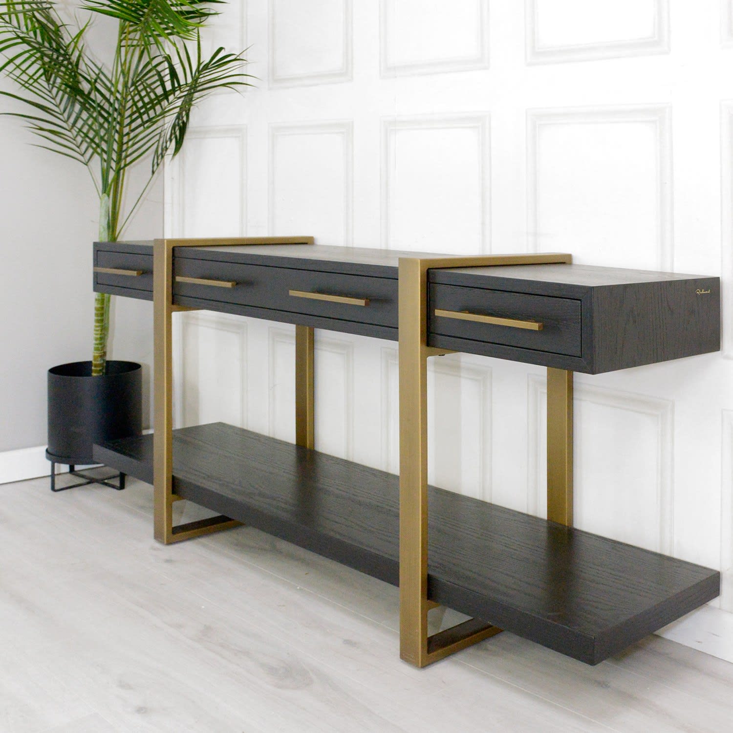 Cambon Brown Wooden Hall Console Table by Richmond Interiors