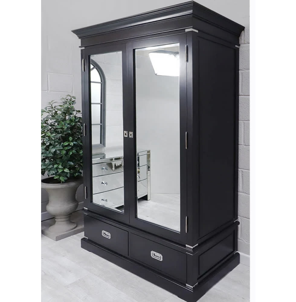 Manor Black Mirrored Wardrobe