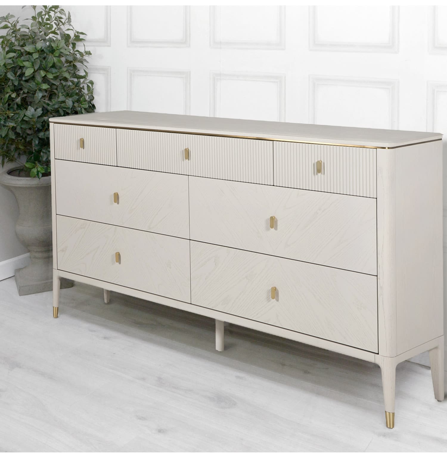 Diletta Sandstone Ribbed Large Chest of Drawers by Vida Living UK