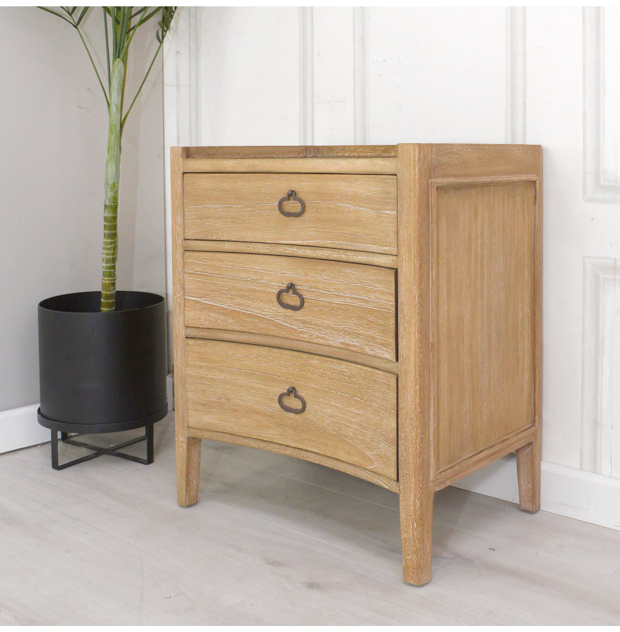 Faringdon Rattan 3 Drawer Bedside Table