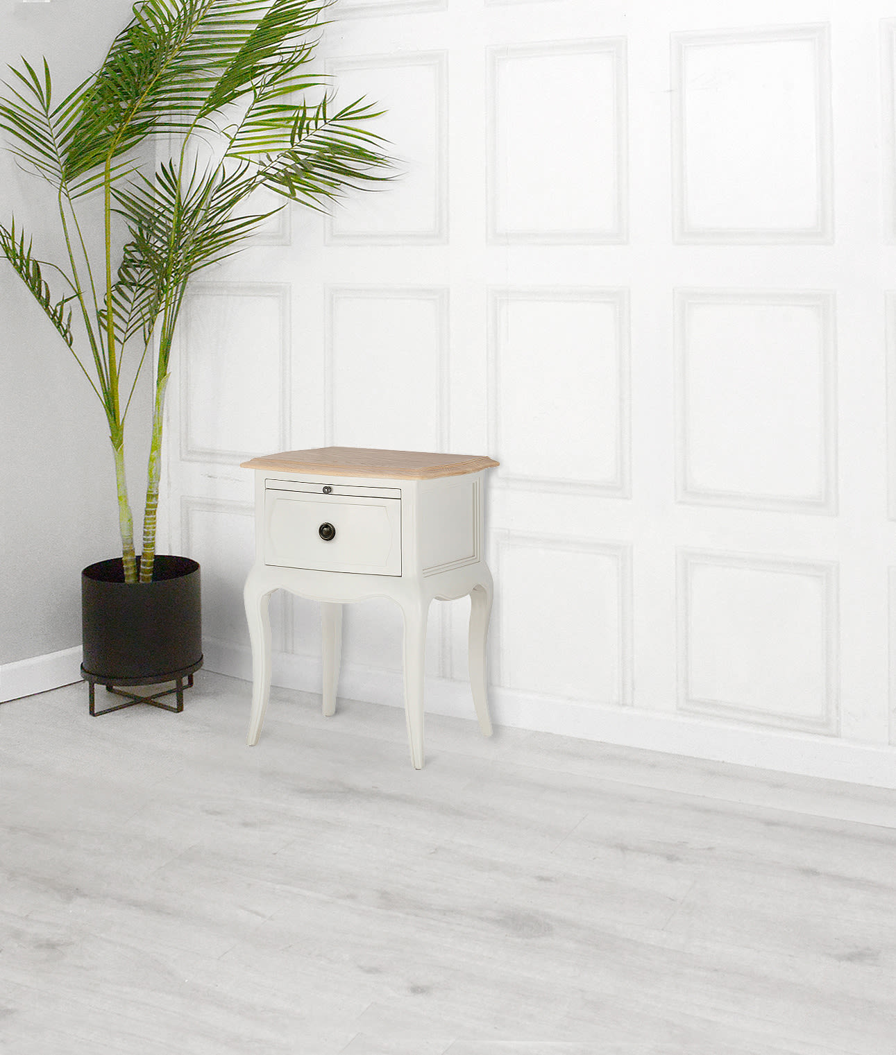 Amelie White 1 Drawer Small Bedside Table | Willis & Gambier