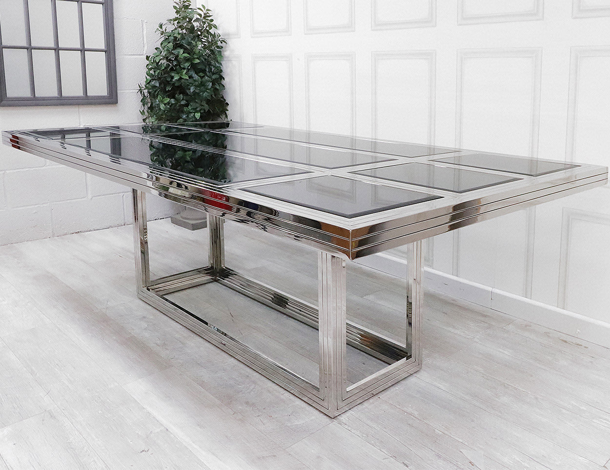 Sloane Chrome Black Glass Dining Table