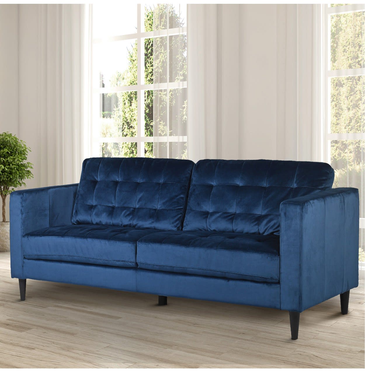 Indigo Blue Velvet 2 Seater Sofa