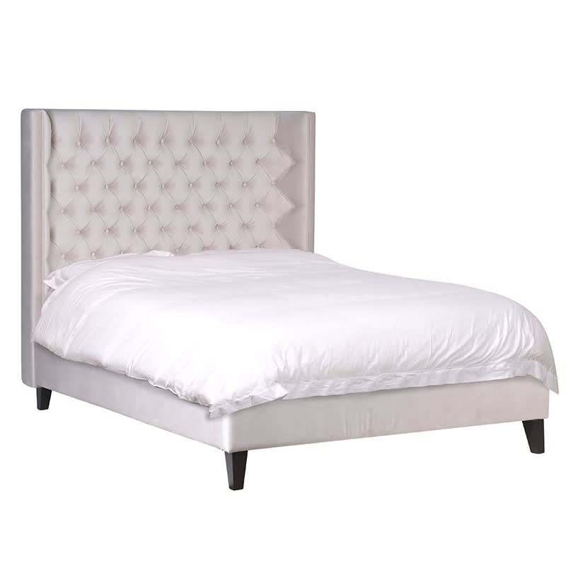 Buttoned Velvet Bed Dark Legs