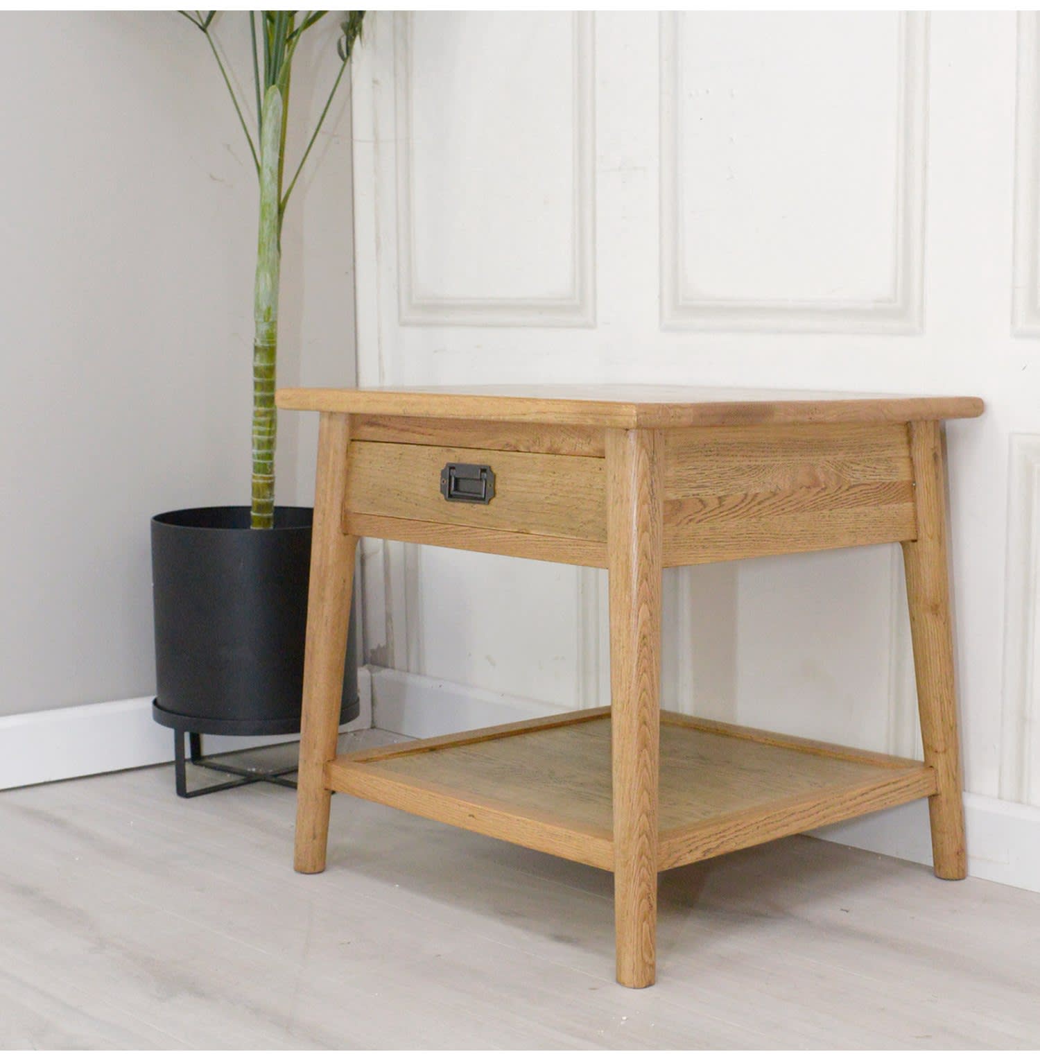 Oak Bedside Table with Shelf