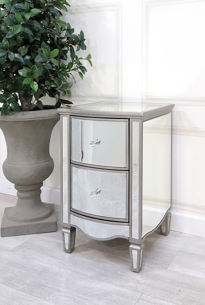 Delila 2 Drawer Mirrored Bedside Table