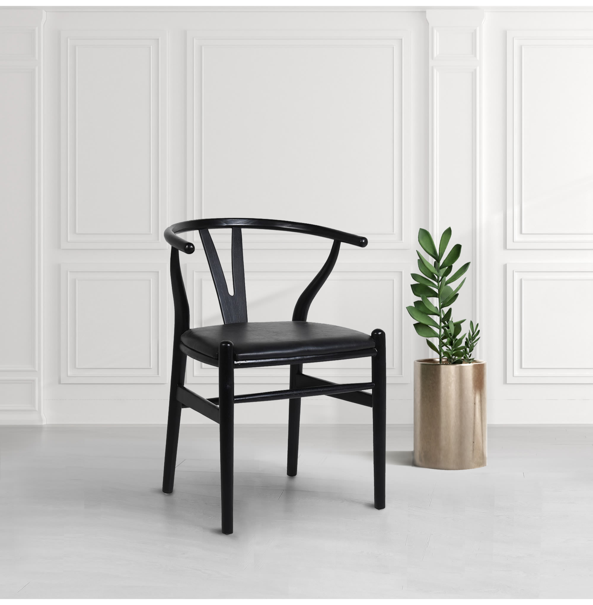 Black Elm Open Back Wooden Dining Chair