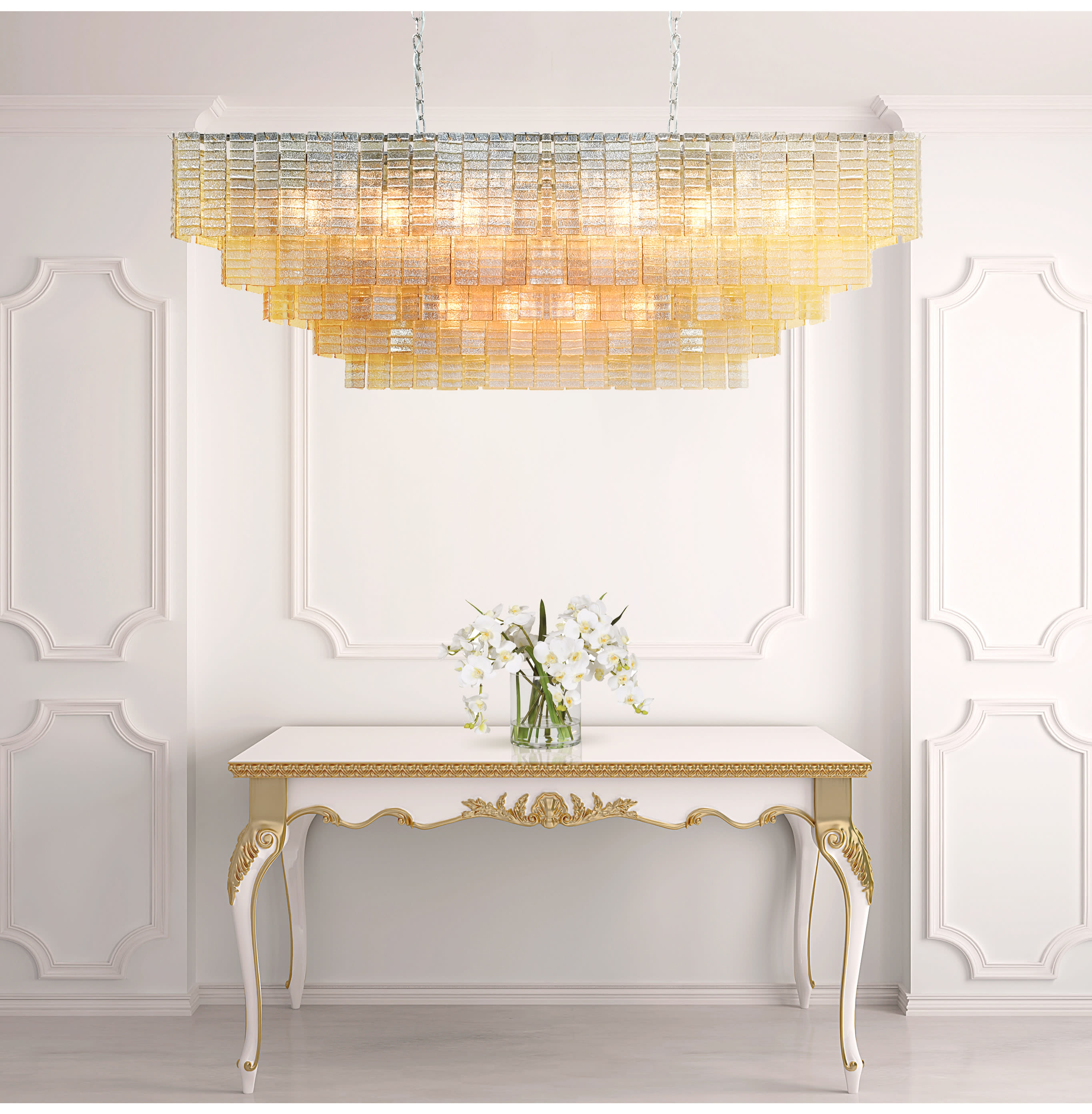 Louisa Amber Large Glass Chandelier
